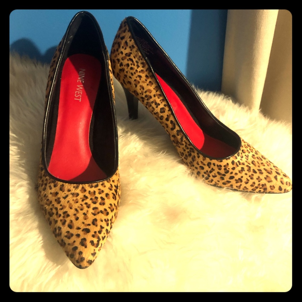 Nine West leopard “fur” heels